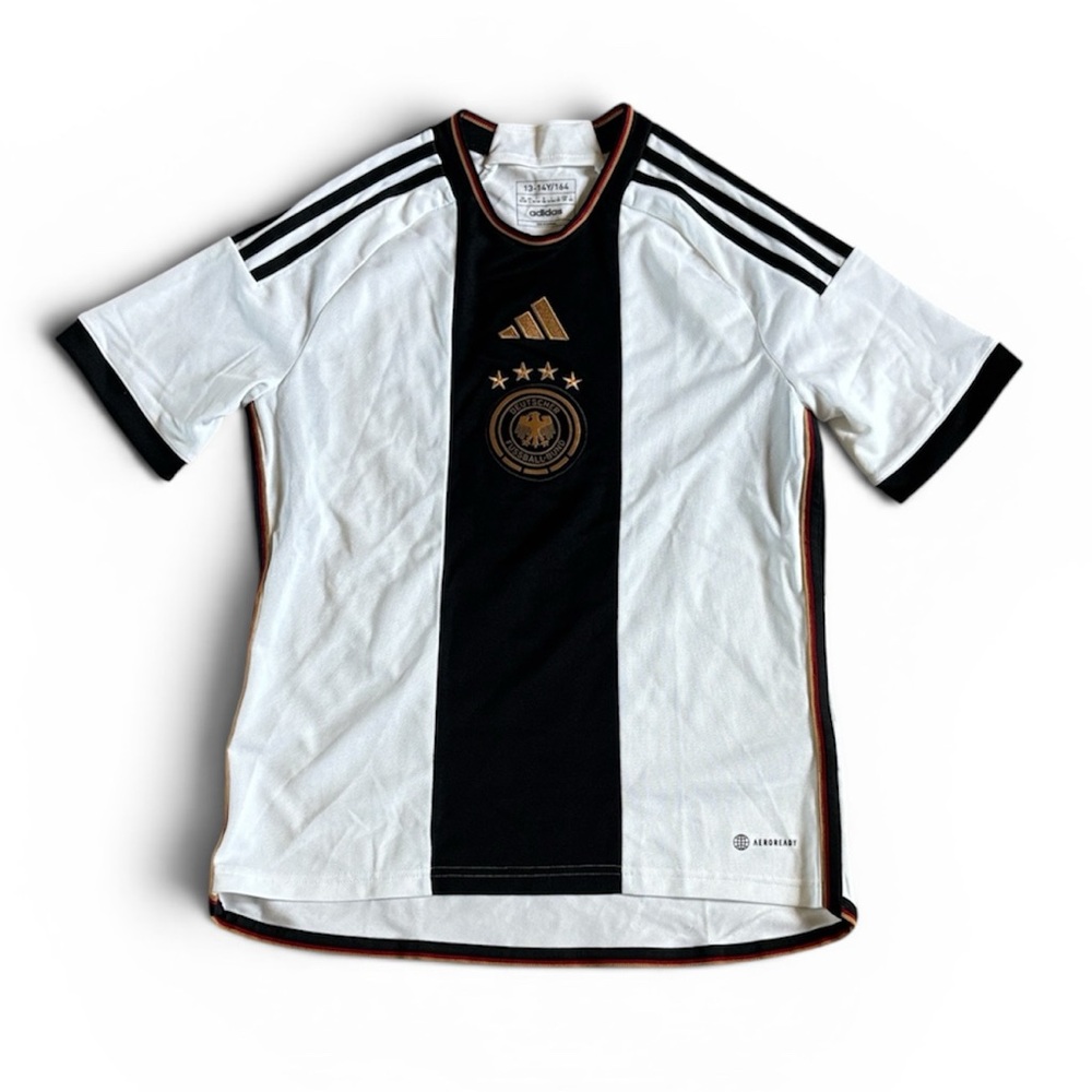 adidas Germany Soccer Jersey - White, Black & Gold Trim